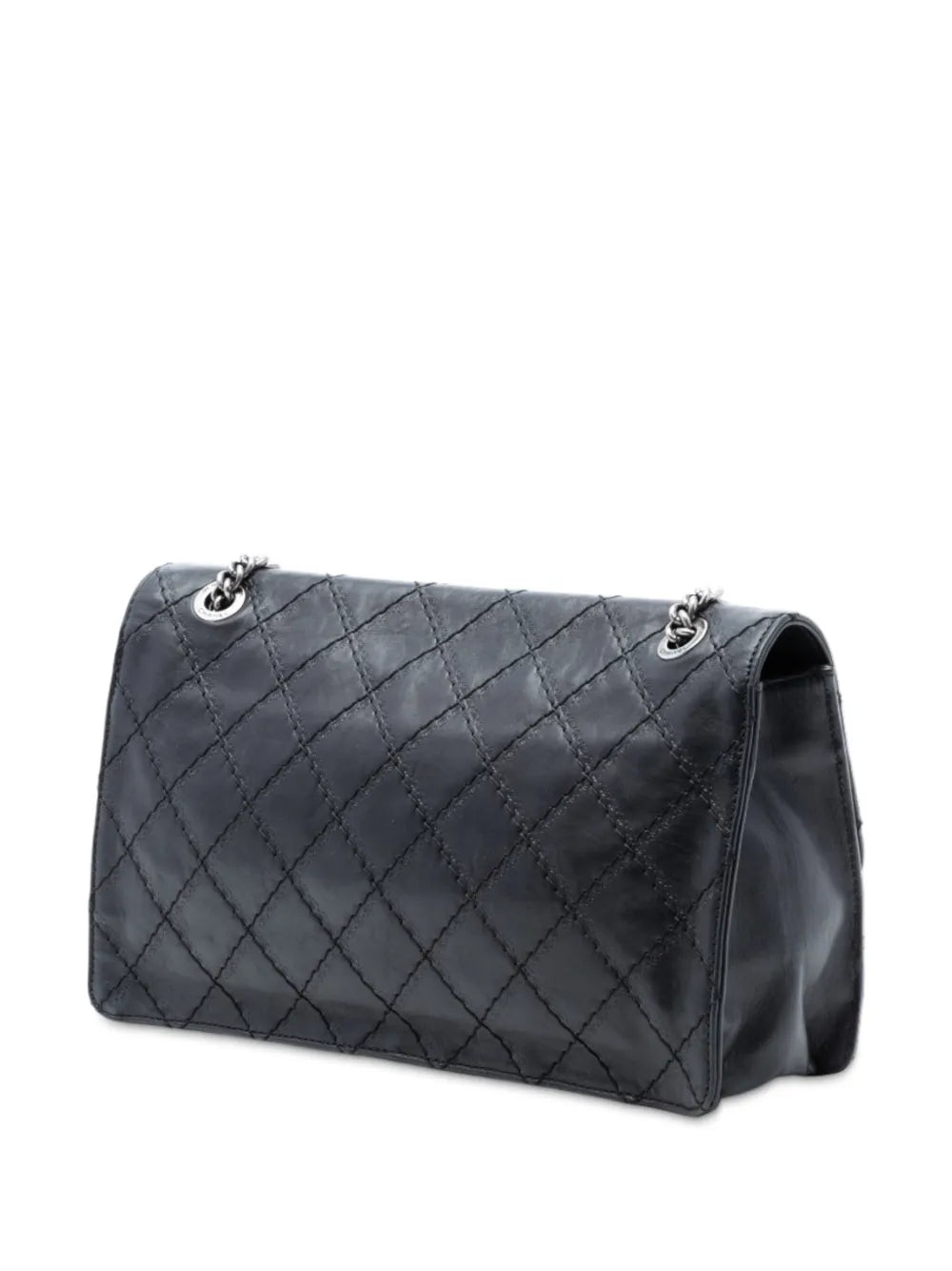 Chanel Pre Owned 2012 Embossed Cc Quilted Aged Calfskin Reissue 255 Single Flap 227 Shoulder Bag