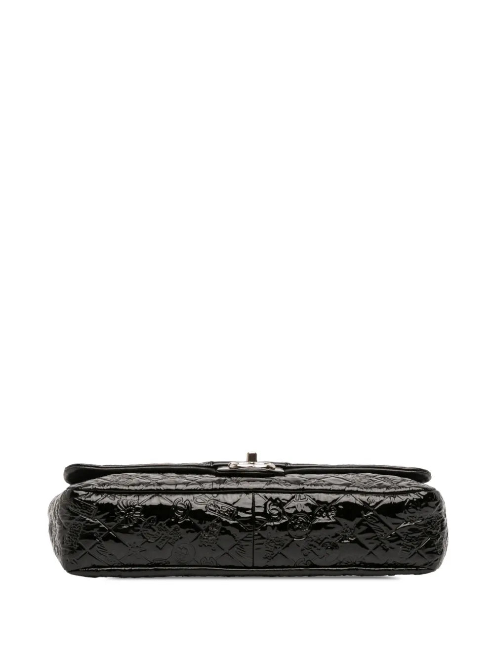 Chanel Pre Owned 2010 2011 Jumbo Patent Embossed Lucky Symbols Flap Shoulder Bag