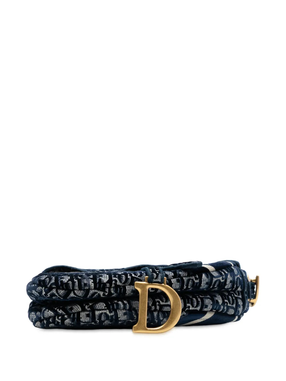 Christian Dior Pre Owned 2020 Oblique Embroidered Velvet Saddle Bag Shoulder Bag