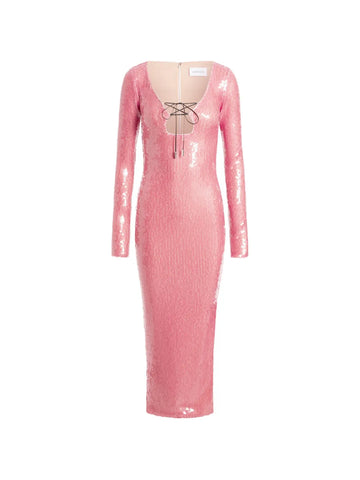 16Arlington Solaria Sequin Lace Up Midi Dress
