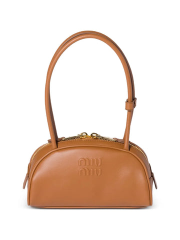 Miu Miu Beau Embossed Logo Leather Shoulder Bag