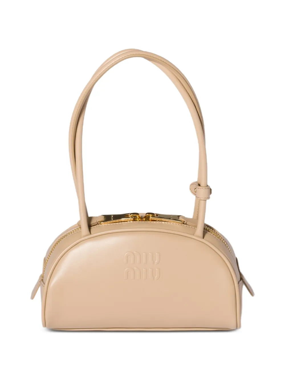 Miu Miu Beau Embossed Logo Leather Shoulder Bag