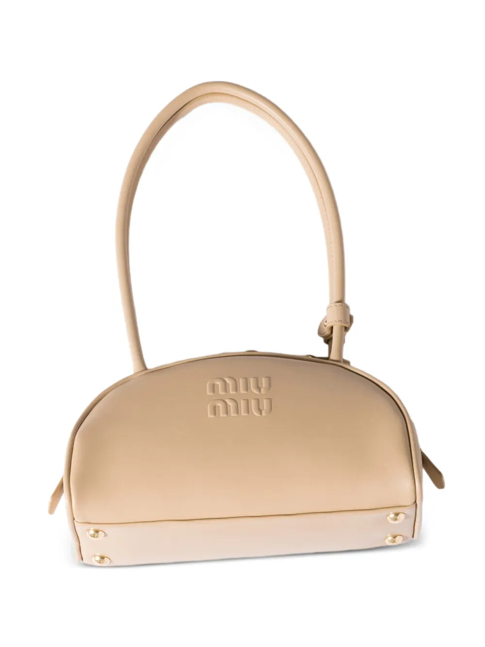 Miu Miu Beau Embossed Logo Leather Shoulder Bag