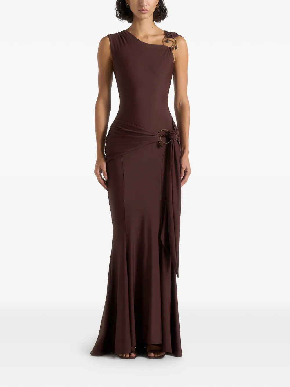 Maniere De Voir Rania Asymmetric Draped Maxi Dress