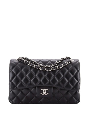 Chanel Pre Owned Classic Double Flap Bag Quilted Lambskin Jumbo Shoulder Bag