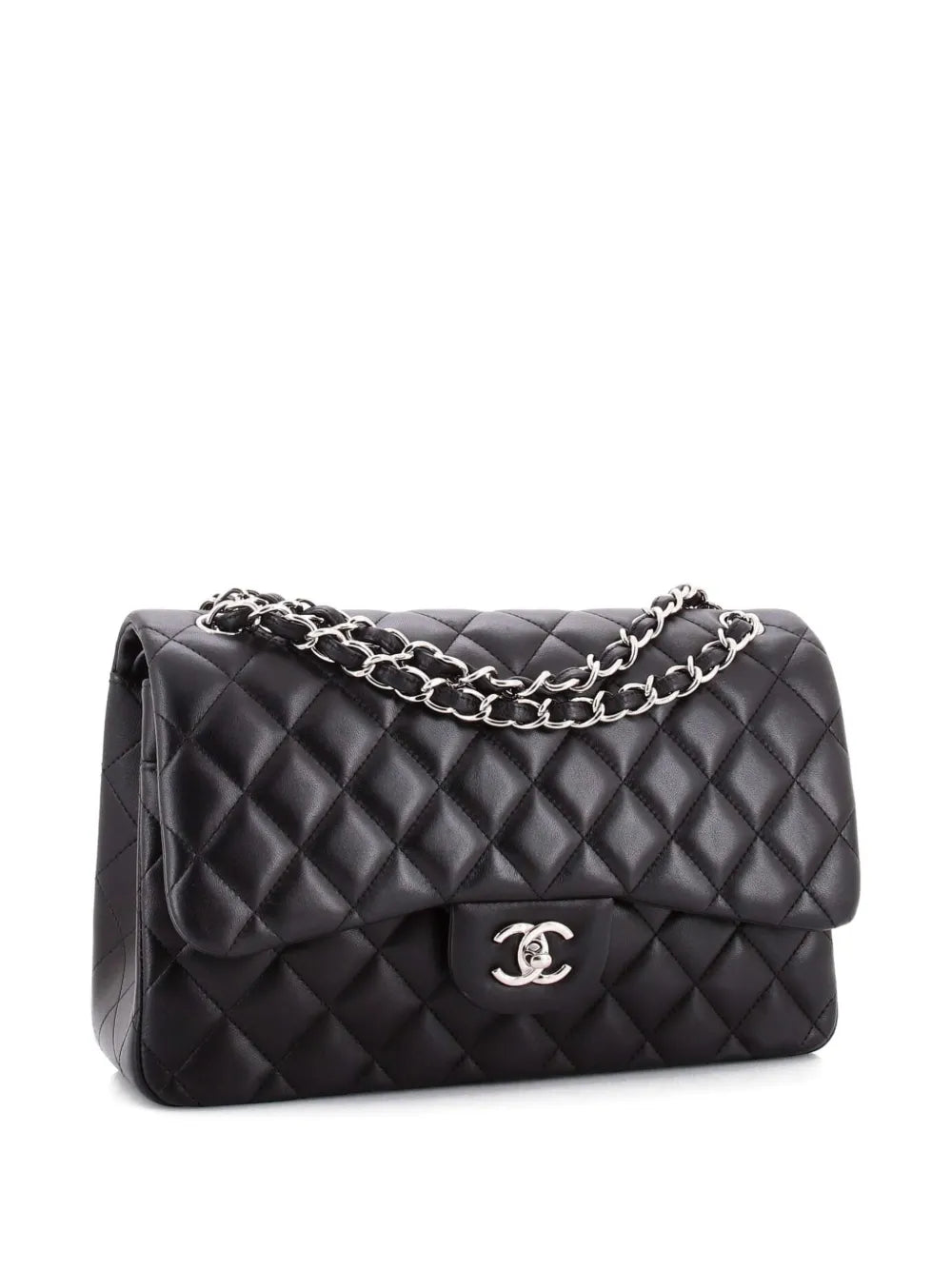 Chanel Pre Owned Classic Double Flap Bag Quilted Lambskin Jumbo Shoulder Bag