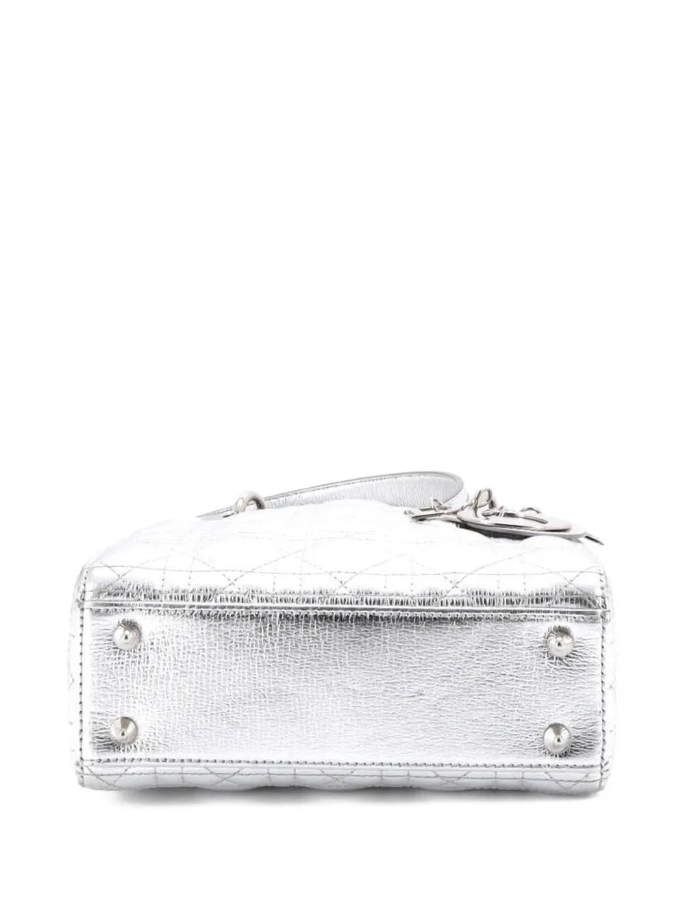 Christian Dior Pre Owned My Abcdior Lady Dior Bag Metallic Cannage Quilt Leather Shoulder Bag