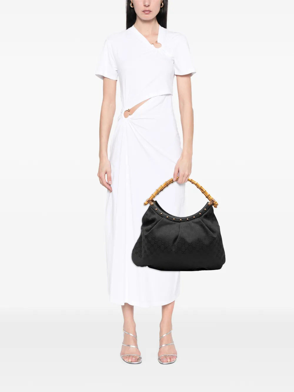Gucci Pre Owned 2000 2015 Gg Canvas Bamboo Studded Hobo Bag