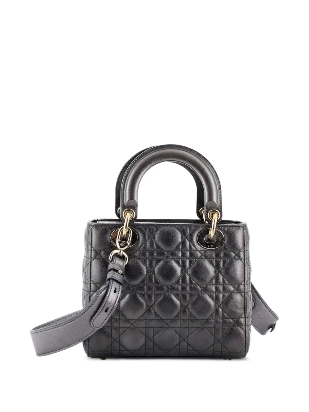 Christian Dior Pre Owned My Abcdior Lady Dior Bag Metallic Cannage Quilt Leather Shoulder Bag