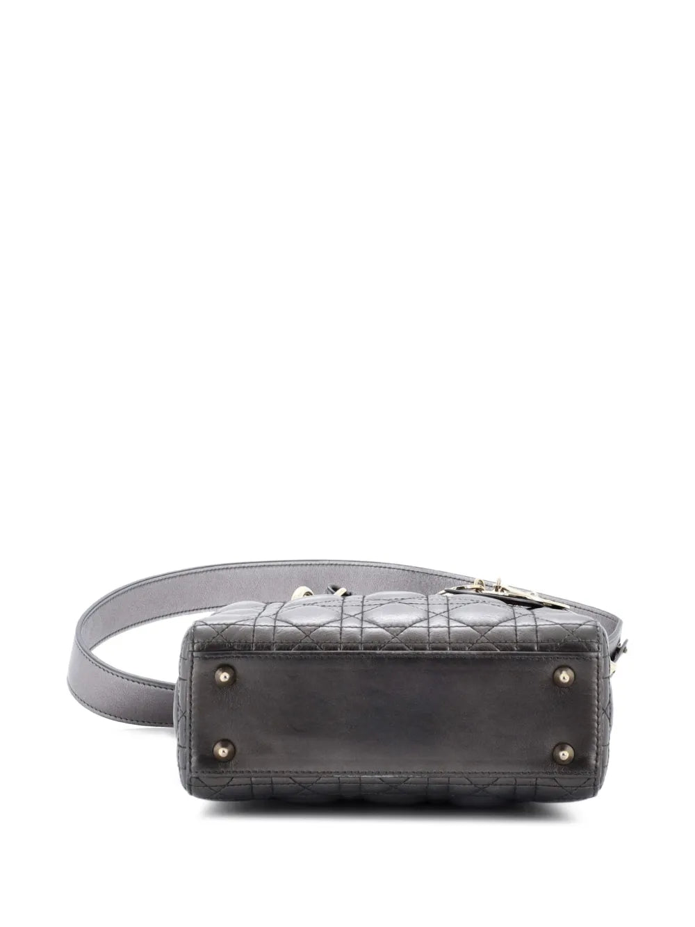 Christian Dior Pre Owned My Abcdior Lady Dior Bag Metallic Cannage Quilt Leather Shoulder Bag