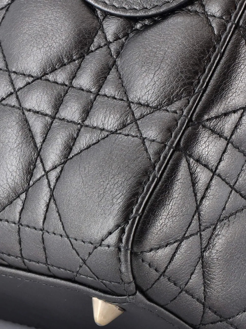 Christian Dior Pre Owned My Abcdior Lady Dior Bag Metallic Cannage Quilt Leather Shoulder Bag