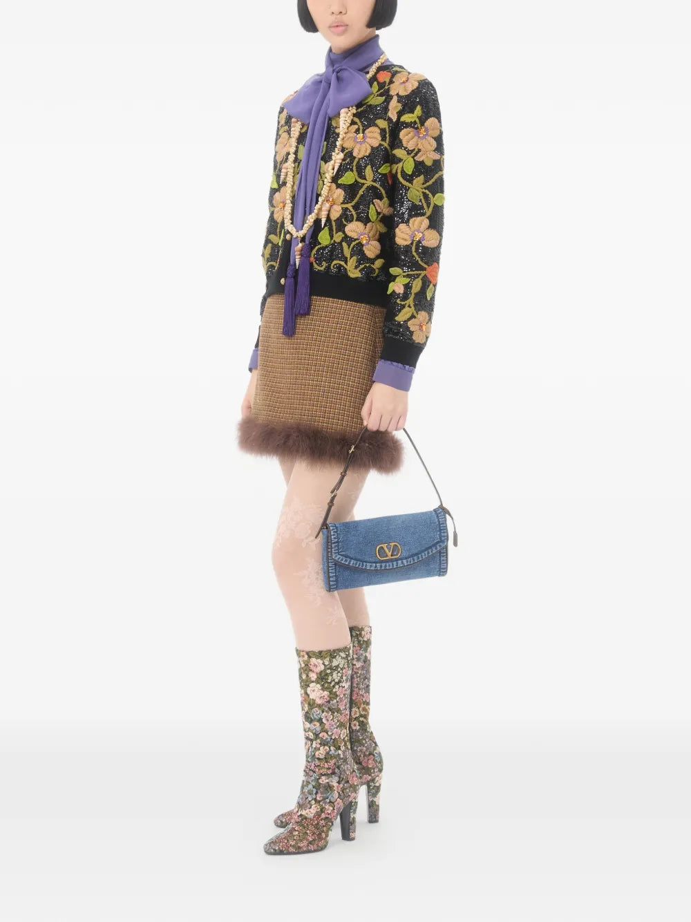 Valentino Garavani Small Devain Denim Shoulder Bag