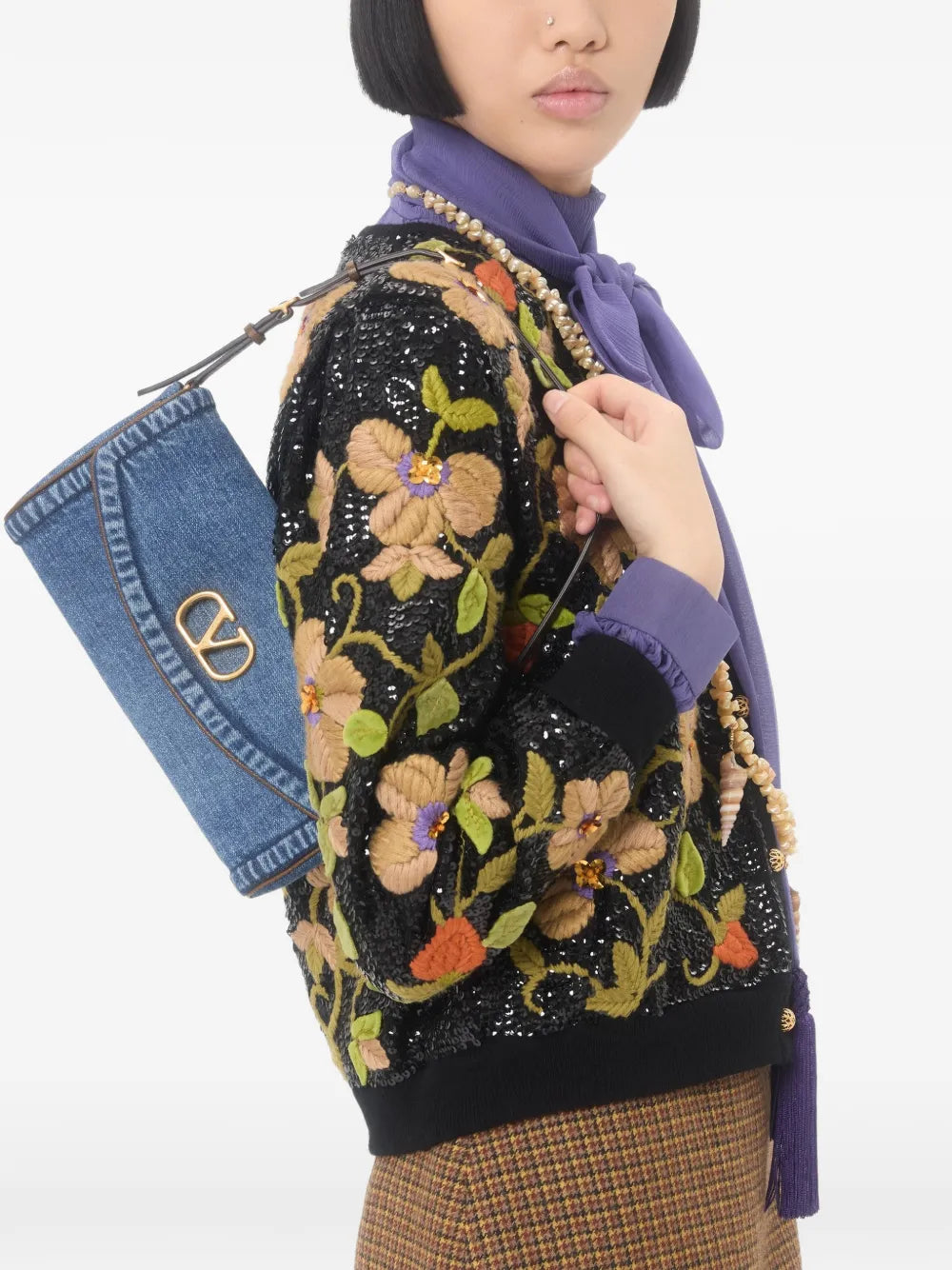 Valentino Garavani Small Devain Denim Shoulder Bag