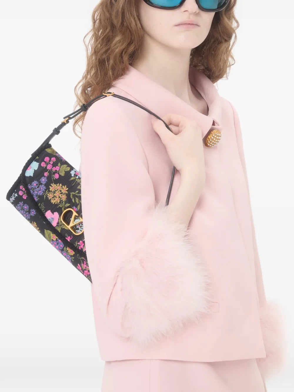 Valentino Garavani Small Devain Papier Floral Shoulder Bag