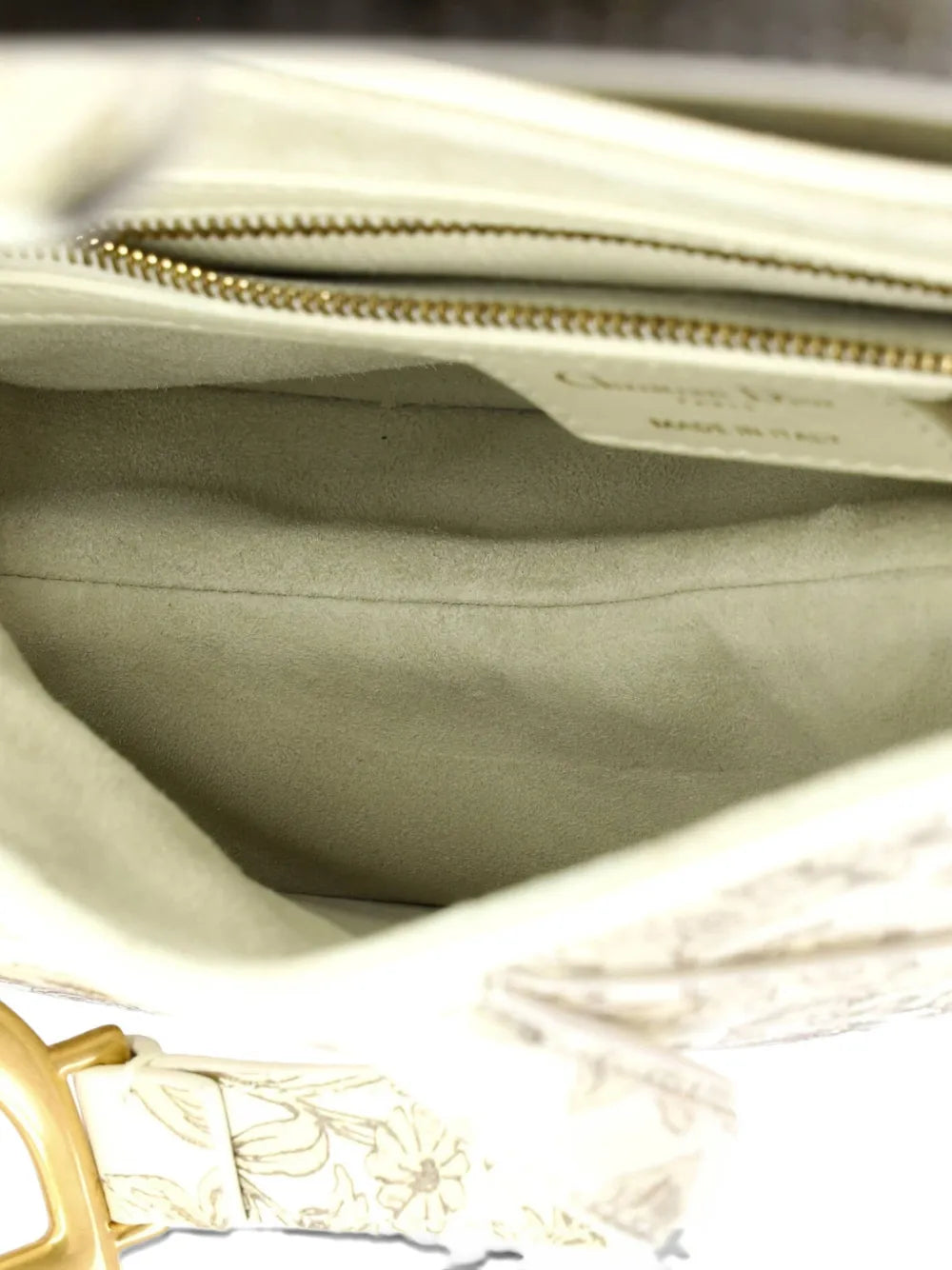 Christian Dior Pre Owned Saddle Handbag With Strap Printed Leather Medium Shoulder Bag