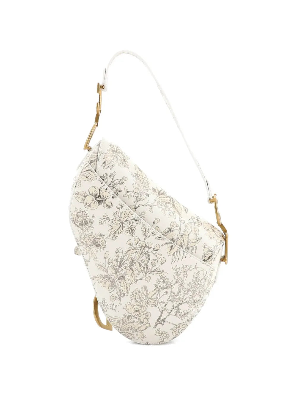 Christian Dior Pre Owned Saddle Handbag With Strap Printed Leather Medium Shoulder Bag