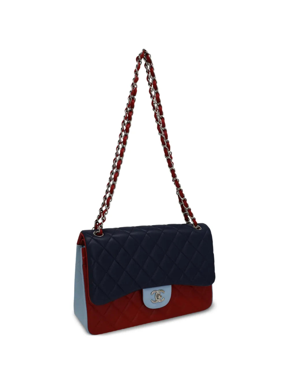 Chanel Pre Owned Jumbo Quilted Chain Double Flap Shoulder Bag