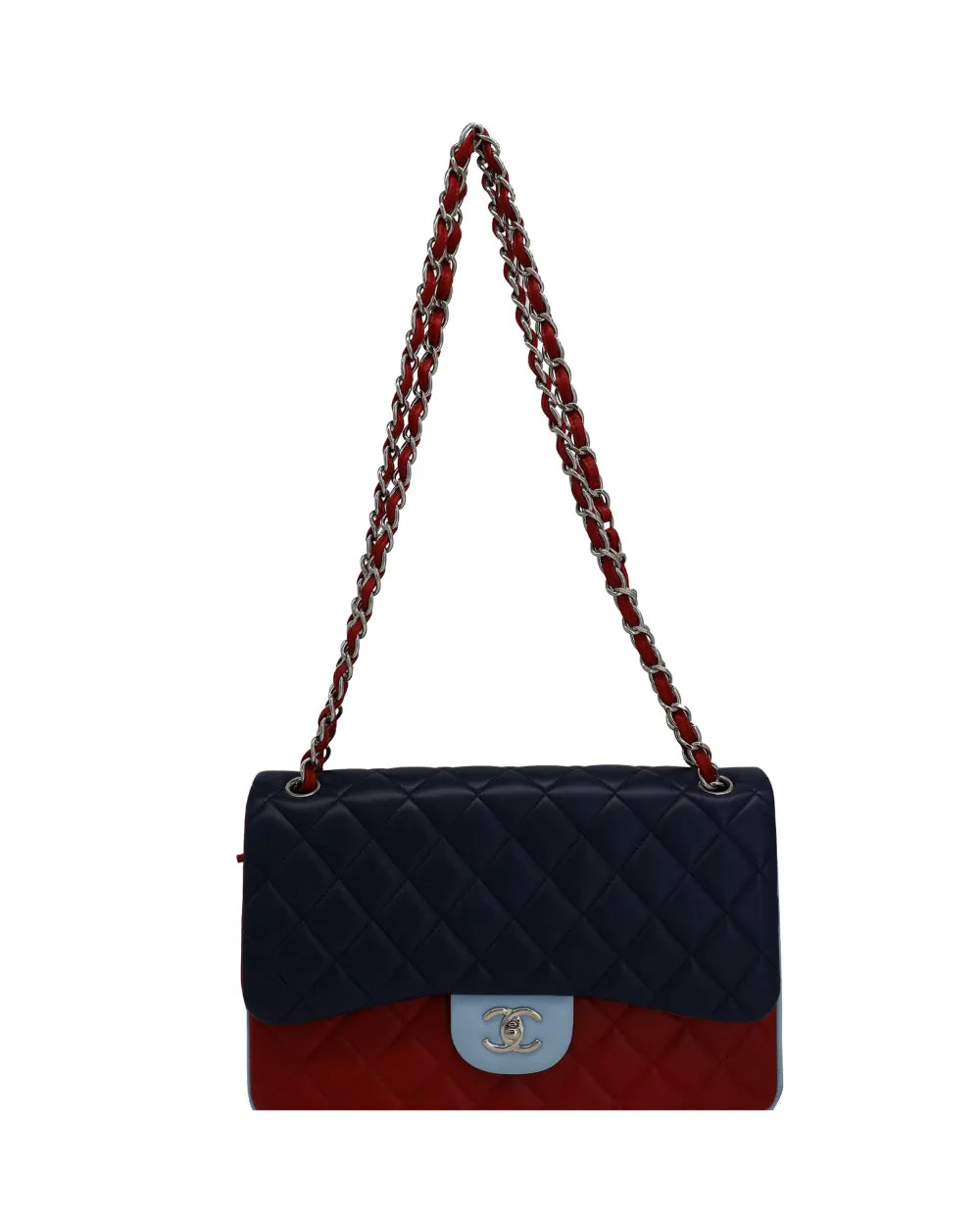 Chanel Pre Owned Jumbo Quilted Chain Double Flap Shoulder Bag
