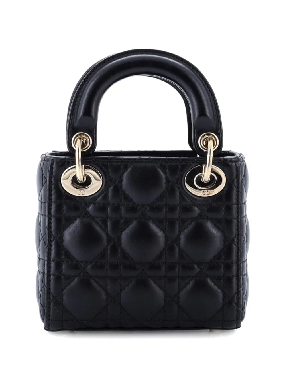 Christian Dior Pre Owned Lady Dior Bag Cannage Quilt Lambskin Micro Shoulder Bag