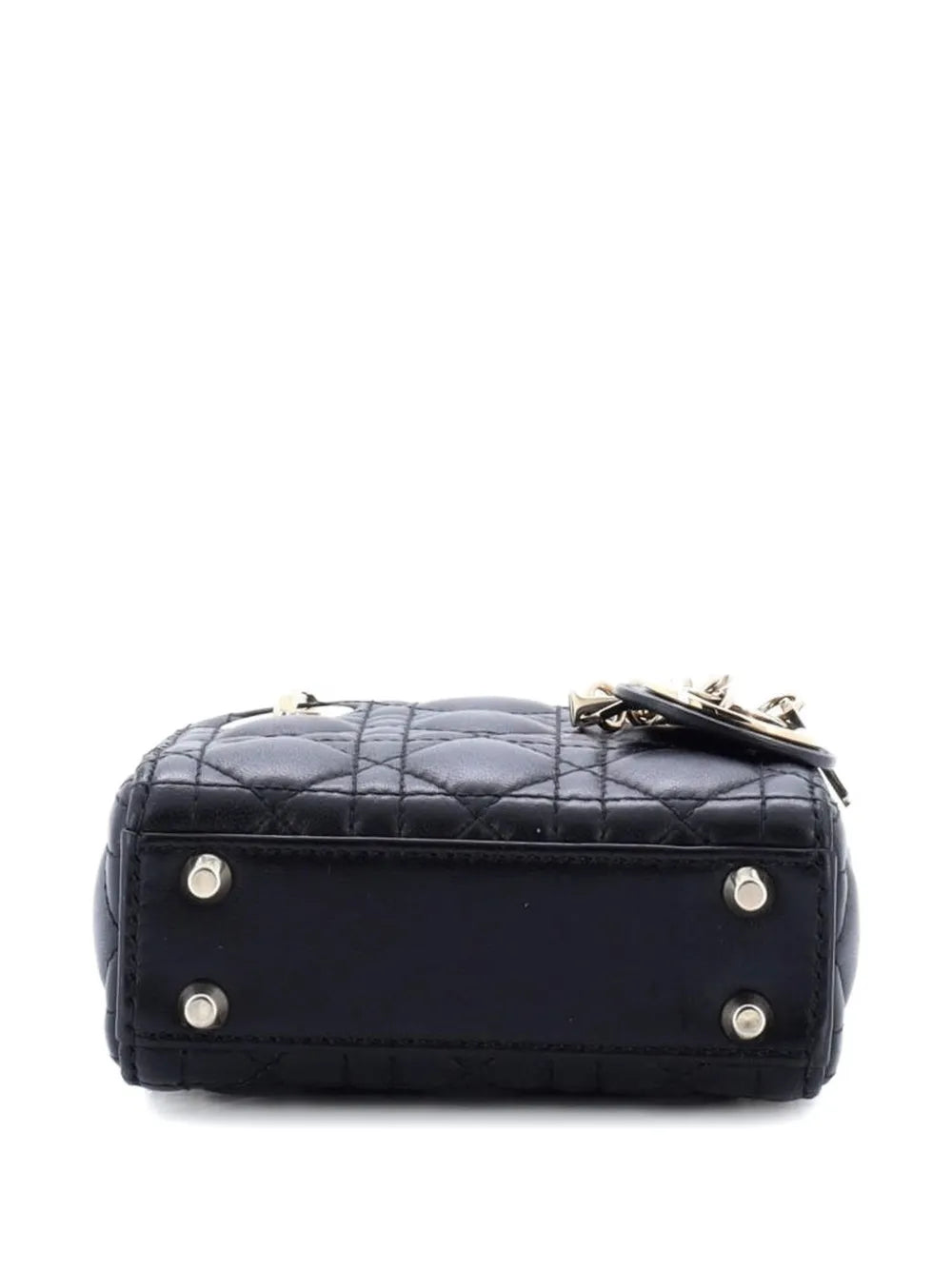 Christian Dior Pre Owned Lady Dior Bag Cannage Quilt Lambskin Micro Shoulder Bag