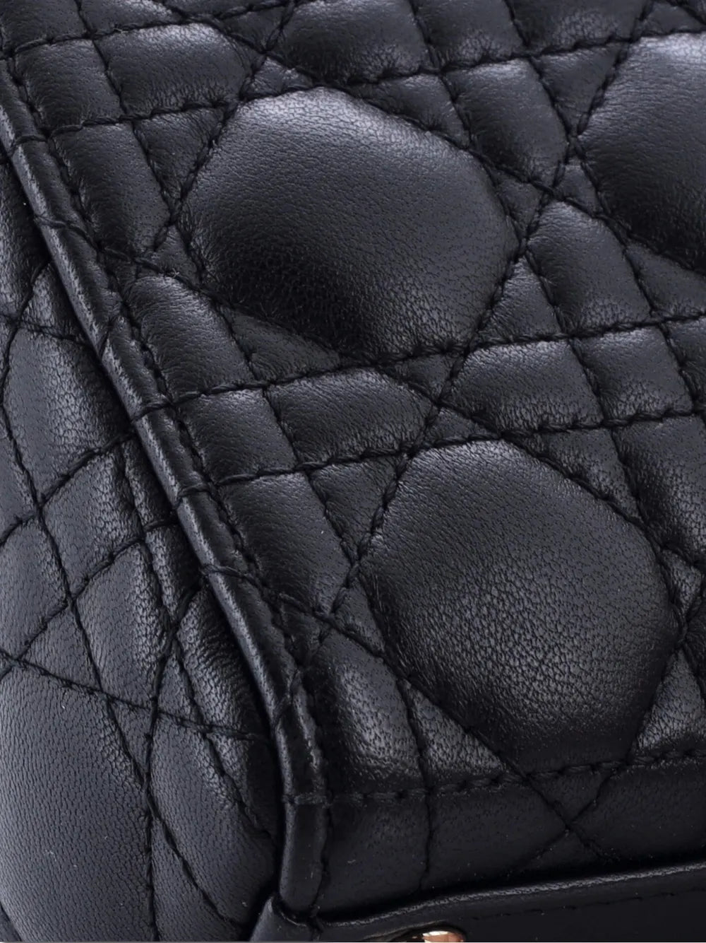 Christian Dior Pre Owned Lady Dior Bag Cannage Quilt Lambskin Micro Shoulder Bag