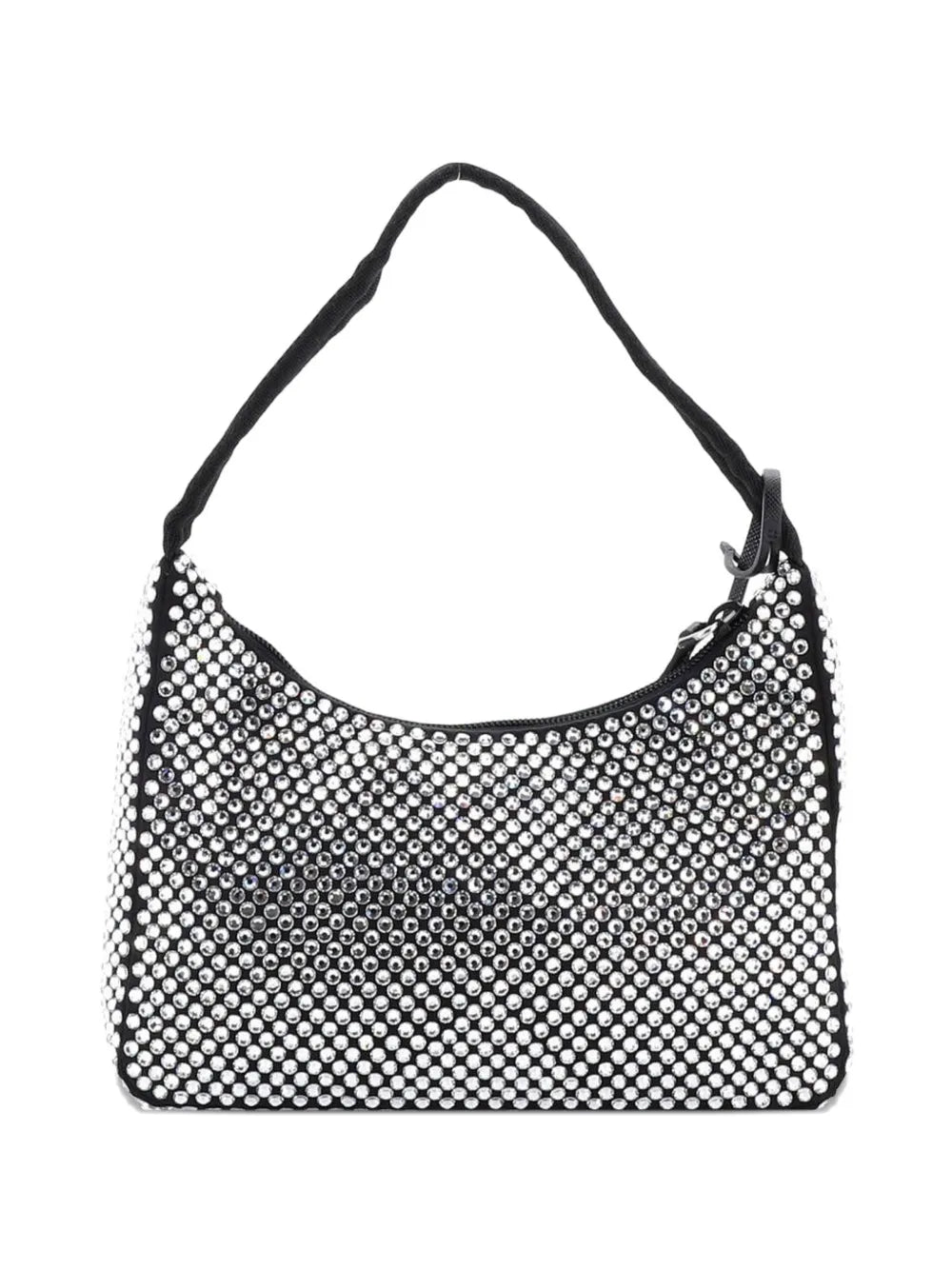 Prada Pre Owned Re Edition 2000 Crystal Embellished Satin Mini Hobo Bag