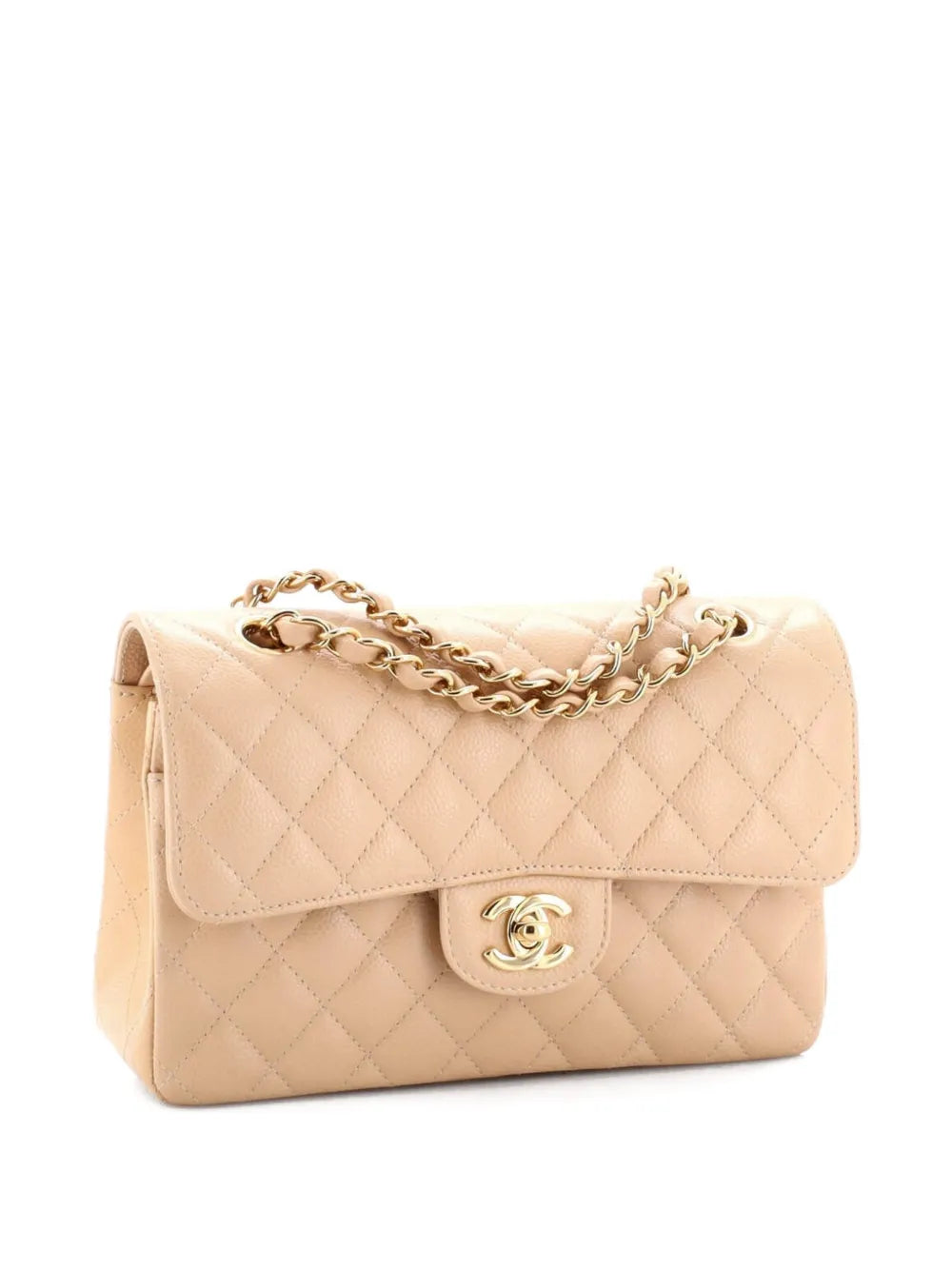 Chanel Pre Owned Classic Double Flap Bag Quilted Caviar Small Shoulder Bag