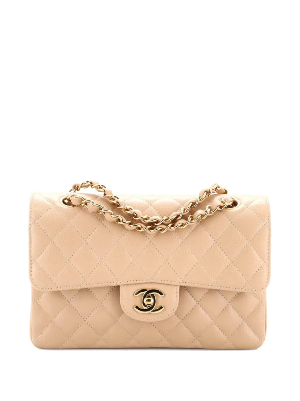 Chanel Pre Owned Classic Double Flap Bag Quilted Caviar Small Shoulder Bag