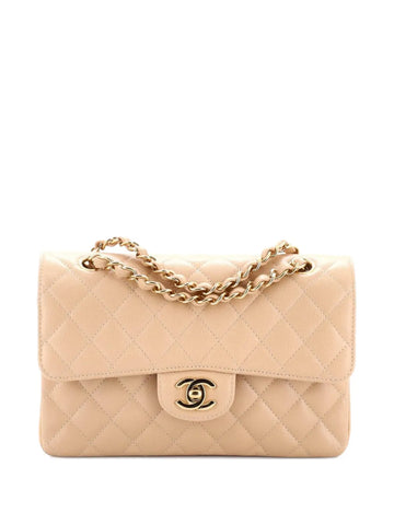 Chanel Pre Owned Classic Double Flap Bag Quilted Caviar Small Shoulder Bag