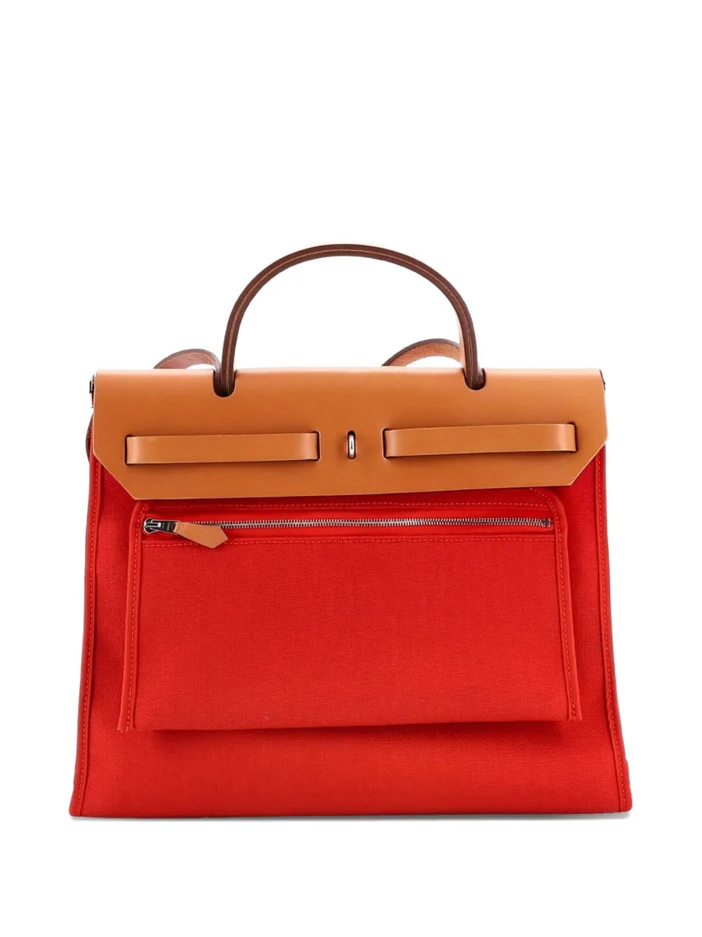 Hermes Pre Owned Herbag Zip Leather And Toile 31 Shoulder Bag
