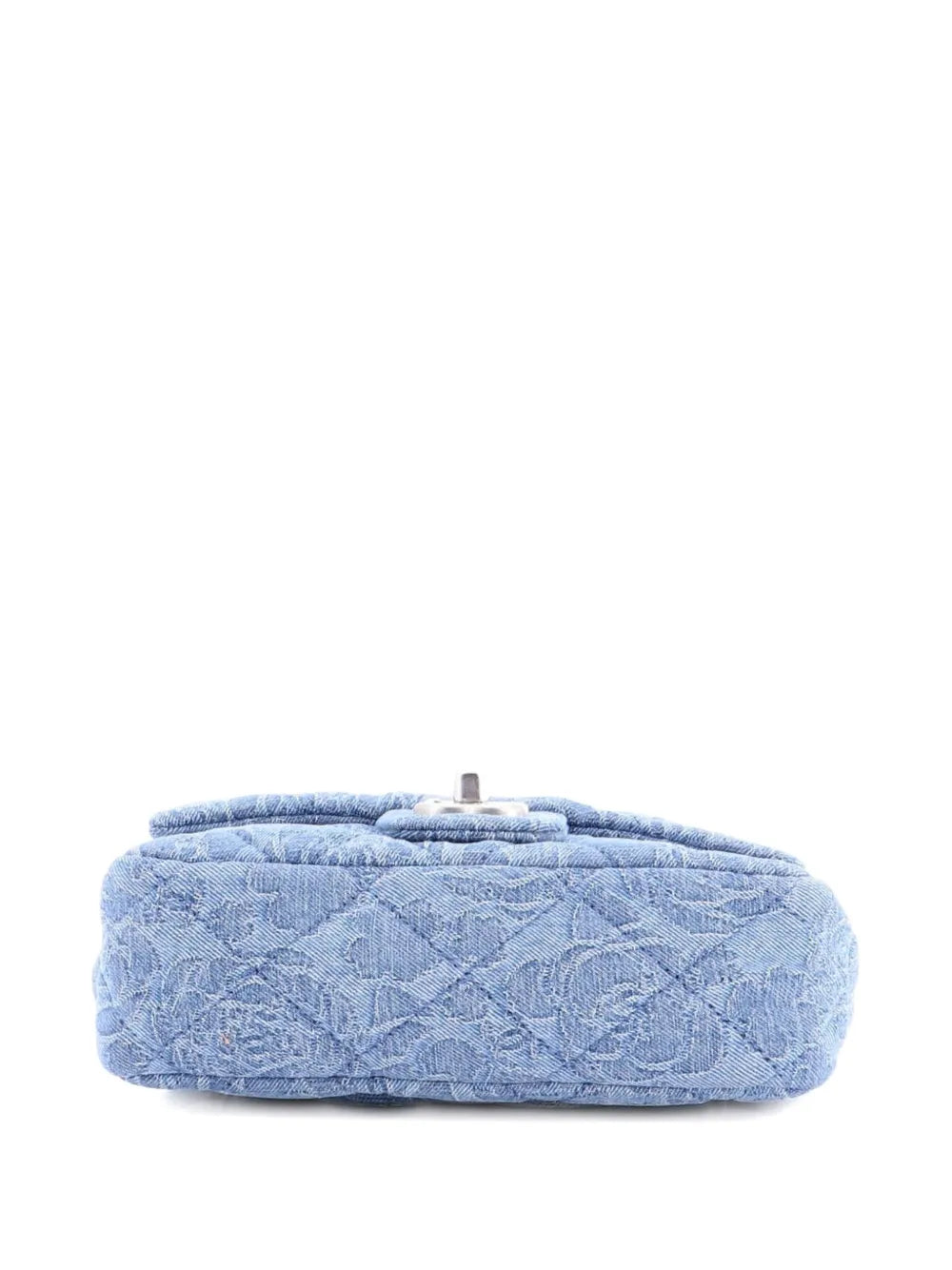 Chanel Pre Owned Sweet Heart Chain Square Flap Bag Quilted Camellia Denim Mini Shoulder Bag