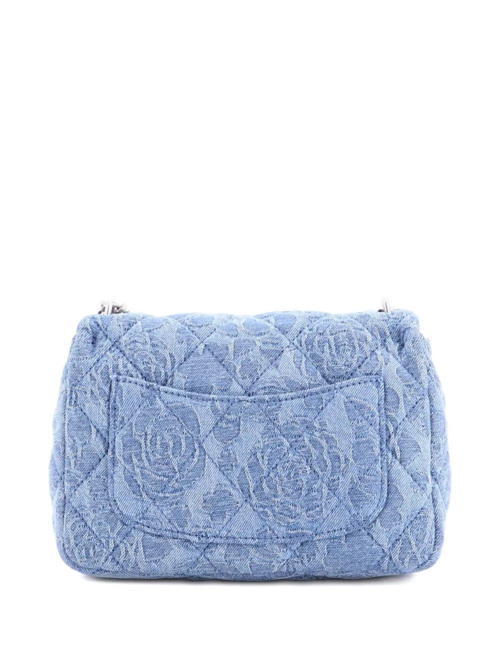 Chanel Pre Owned Sweet Heart Chain Square Flap Bag Quilted Camellia Denim Mini Shoulder Bag