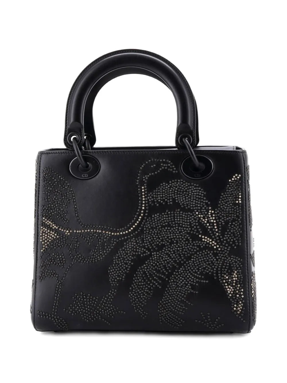 Christian Dior Pre Owned Butterfly Lady Dior Bag Embroidered And Beaded Leather Medium Shoulder Bag