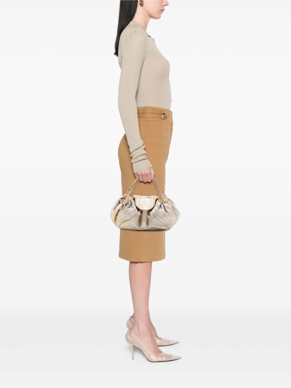 Fendi Pre Owned 2000 2010 Bimetal Nappa Spy Hobo Bag