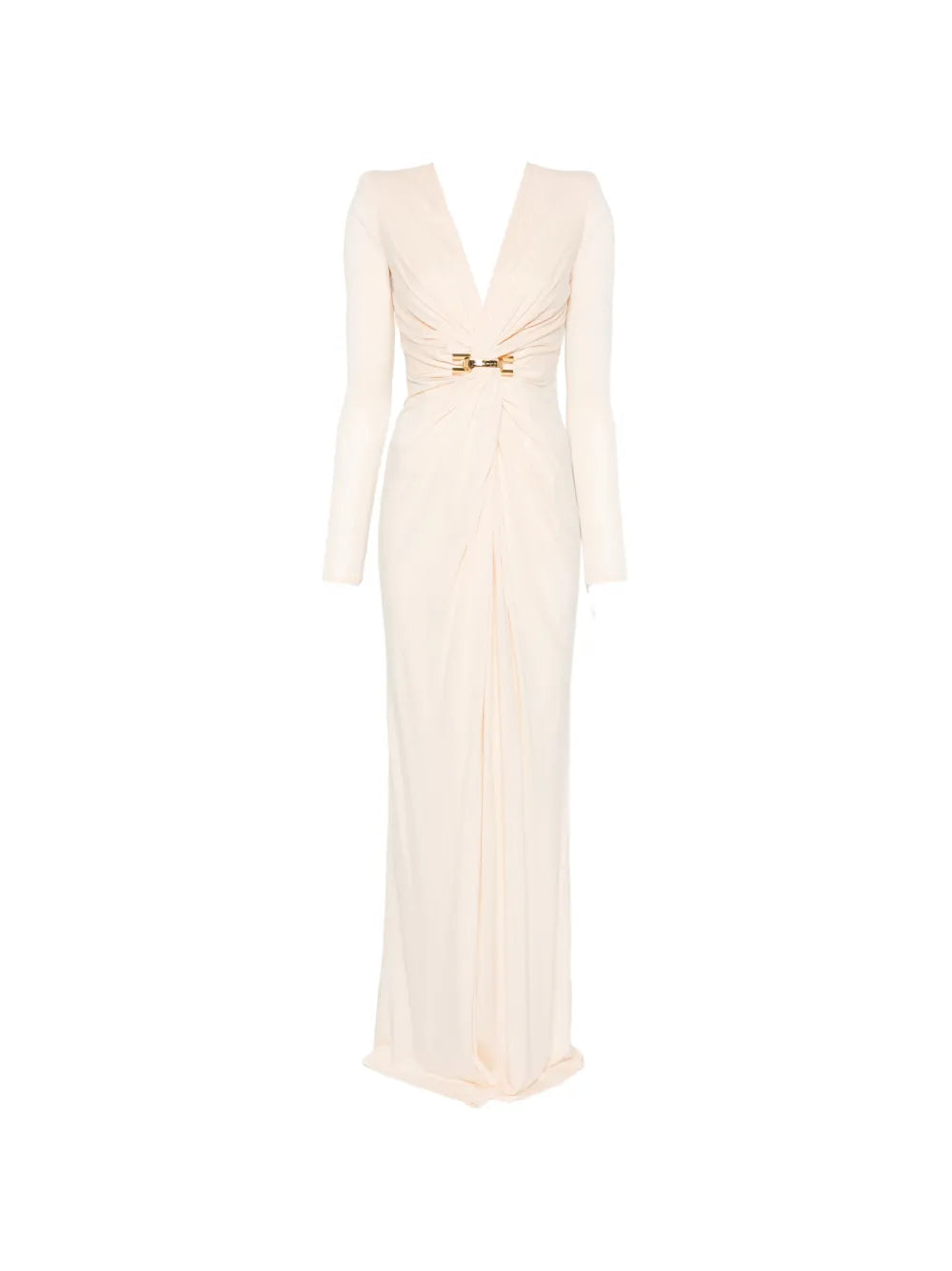 Elisabetta Franchi Long Sleeve V Neck Maxi Dress