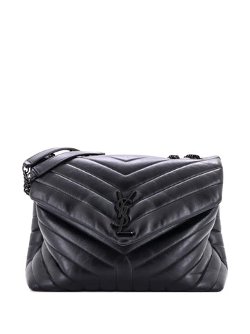 Saint Laurent Pre Owned Loulou Matelasse Chevron Leather Medium Shoulder Bag