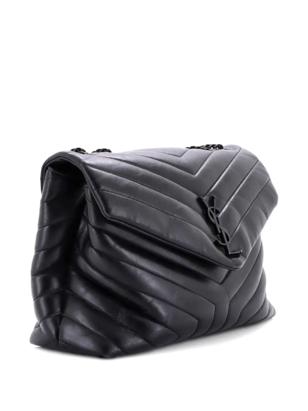 Saint Laurent Pre Owned Loulou Matelasse Chevron Leather Medium Shoulder Bag