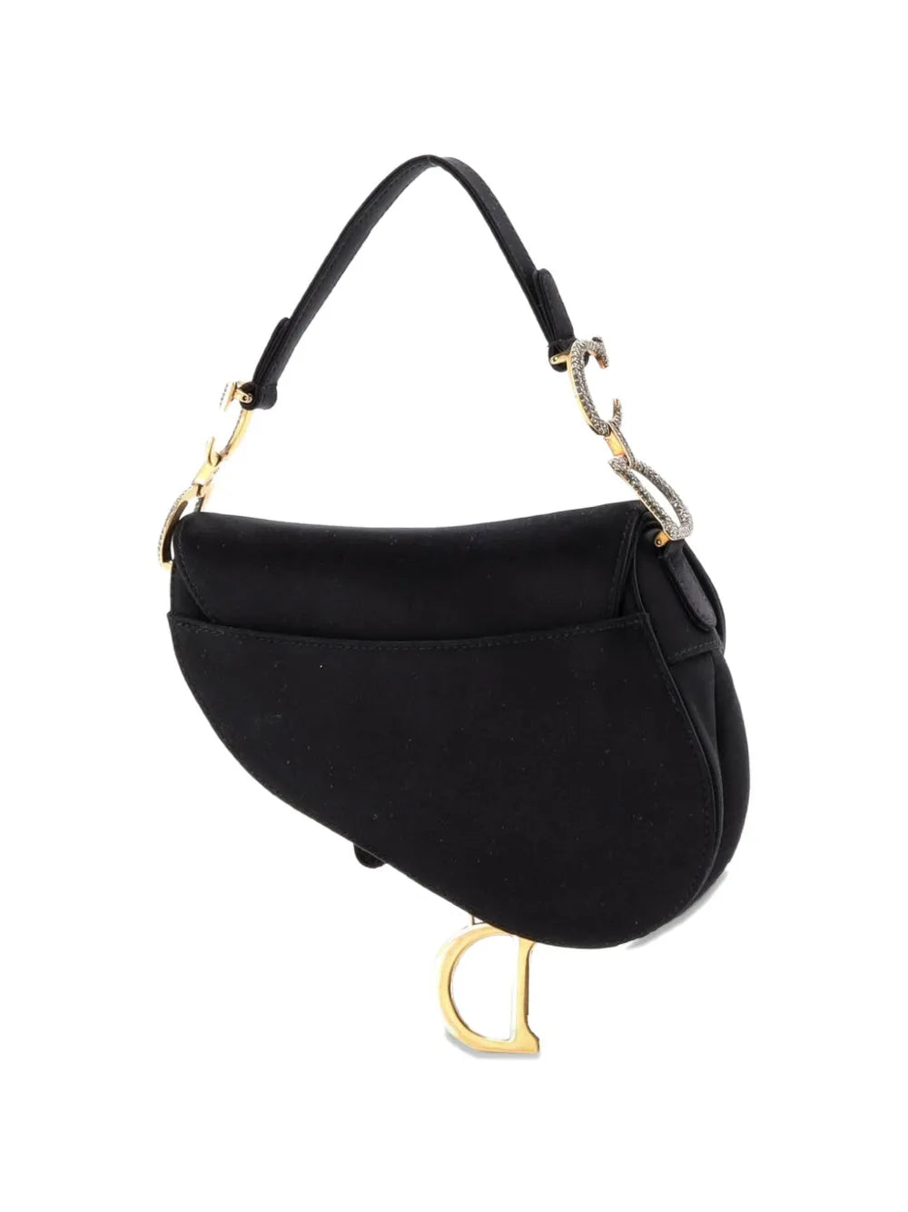 Christian Dior Pre Owned Saddle Handbag Satin With Crystals Mini Shoulder Bag