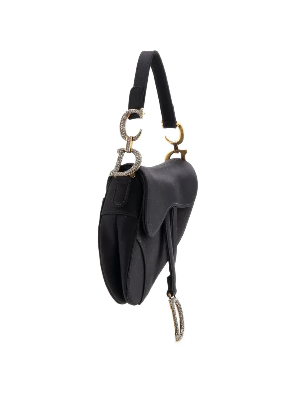 Christian Dior Pre Owned Saddle Handbag Satin With Crystals Mini Shoulder Bag