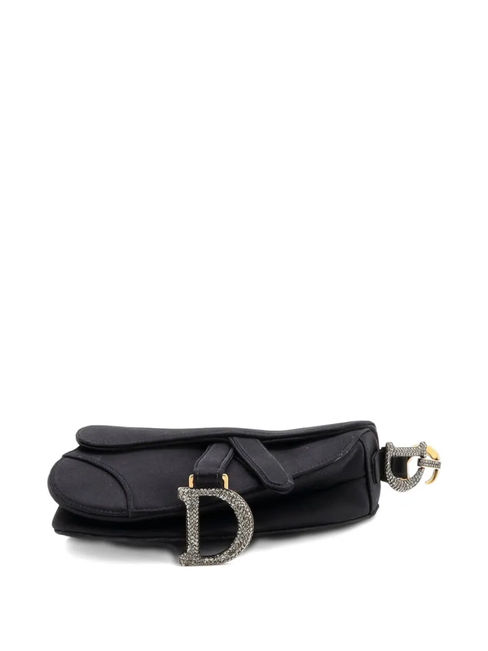 Christian Dior Pre Owned Saddle Handbag Satin With Crystals Mini Shoulder Bag