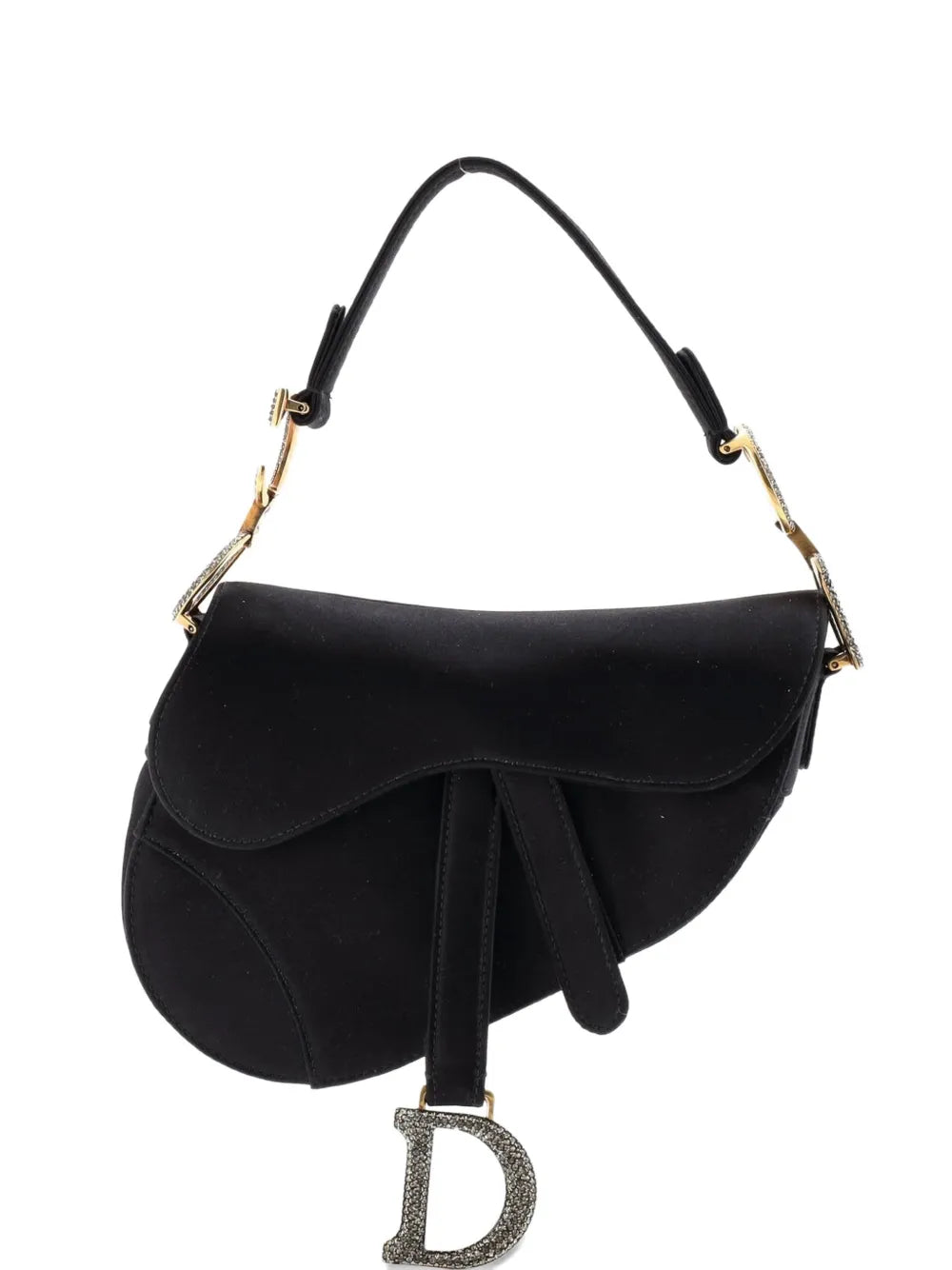 Christian Dior Pre Owned Saddle Handbag Satin With Crystals Mini Shoulder Bag