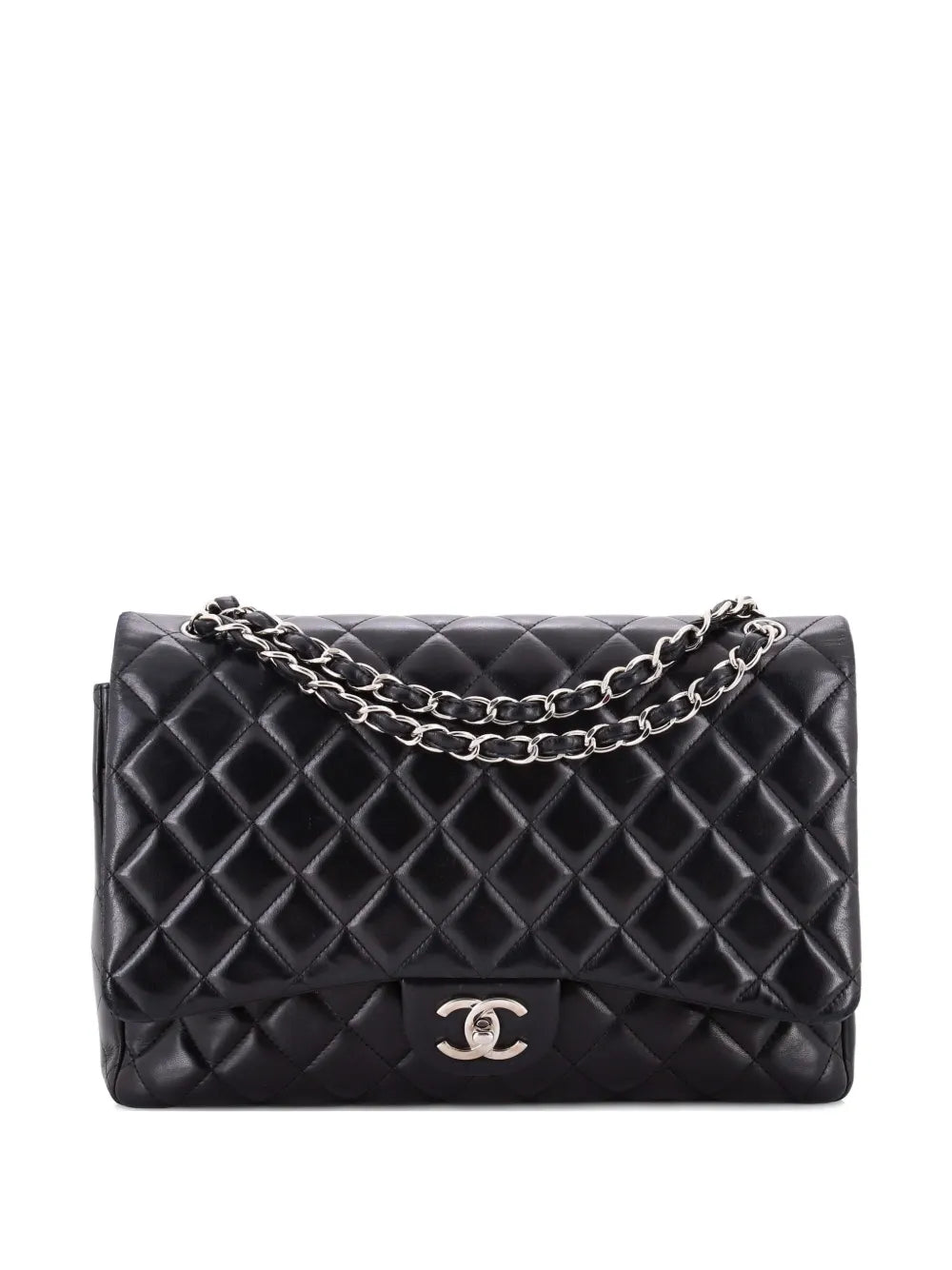Chanel Pre Owned Classic Double Flap Bag Quilted Lambskin Maxi Shoulder Bag