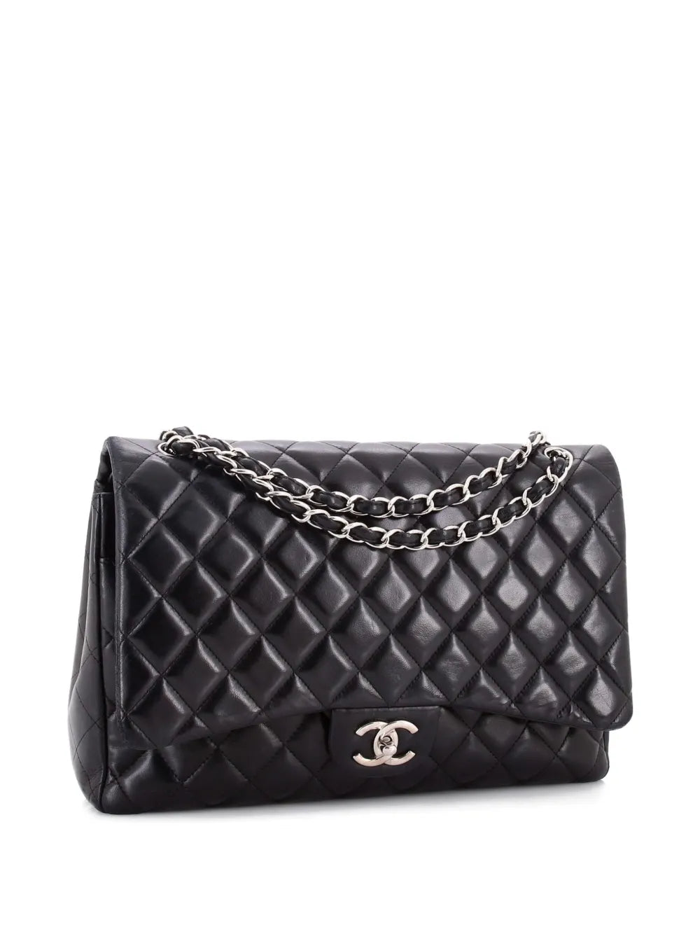 Chanel Pre Owned Classic Double Flap Bag Quilted Lambskin Maxi Shoulder Bag
