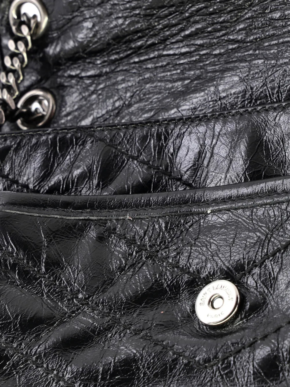 Saint Laurent Pre Owned Niki Chain Flap Bag Matelasse Chevron Leather Baby Shoulder Bag