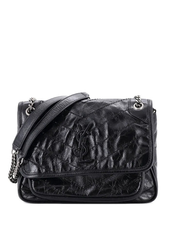 Saint Laurent Pre Owned Niki Chain Flap Bag Matelasse Chevron Leather Baby Shoulder Bag
