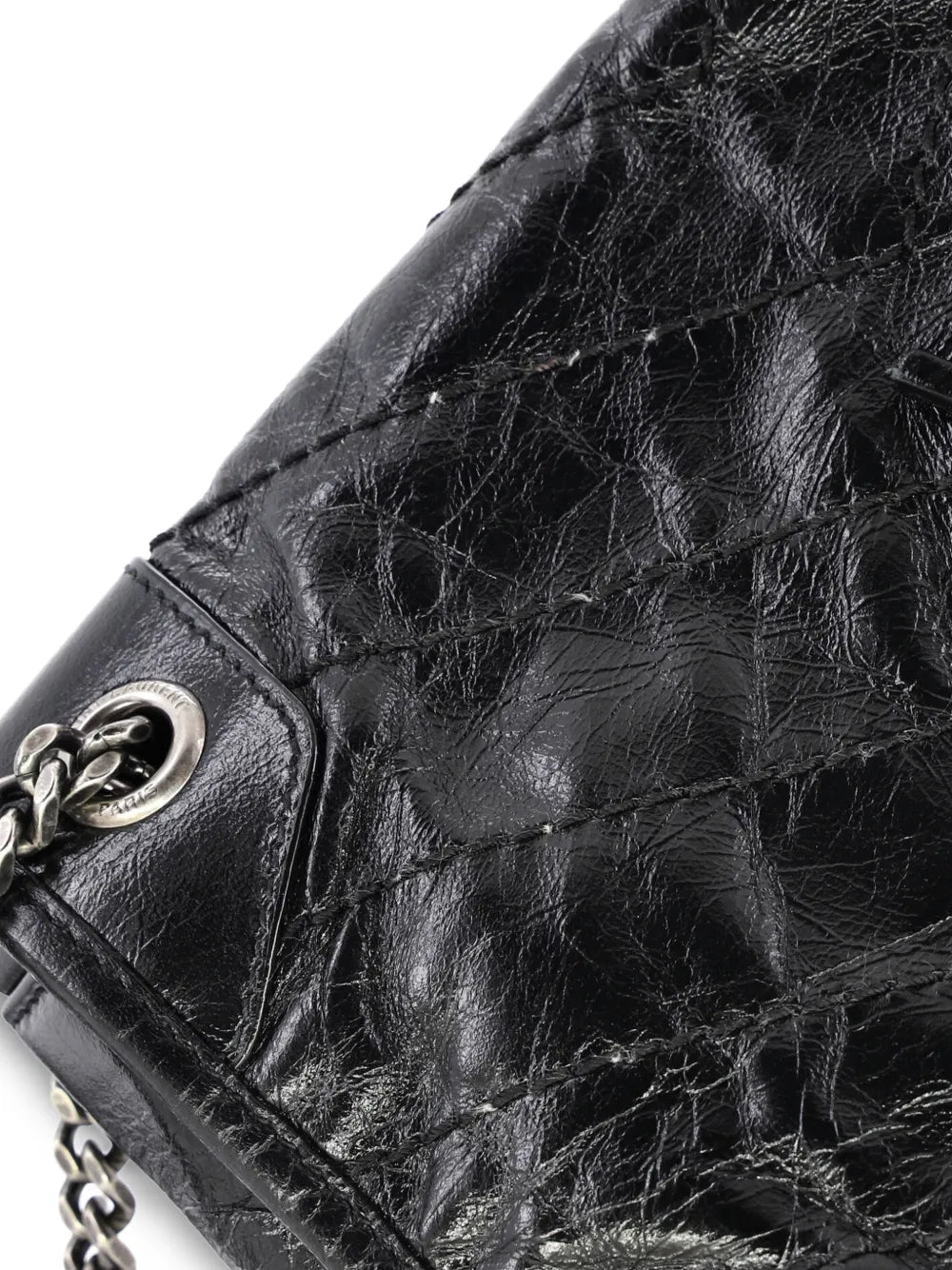 Saint Laurent Pre Owned Niki Chain Flap Bag Matelasse Chevron Leather Baby Shoulder Bag