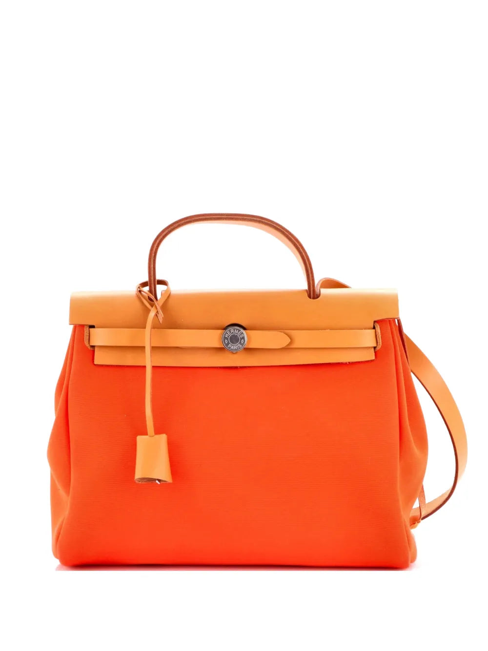 Hermes Pre Owned Herbag Zip Leather And Toile 31 Shoulder Bag