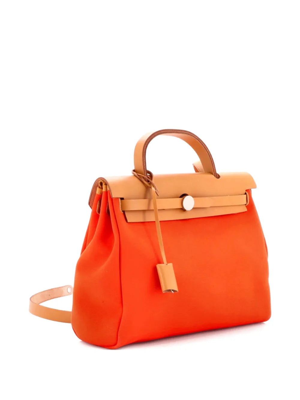 Hermes Pre Owned Herbag Zip Leather And Toile 31 Shoulder Bag
