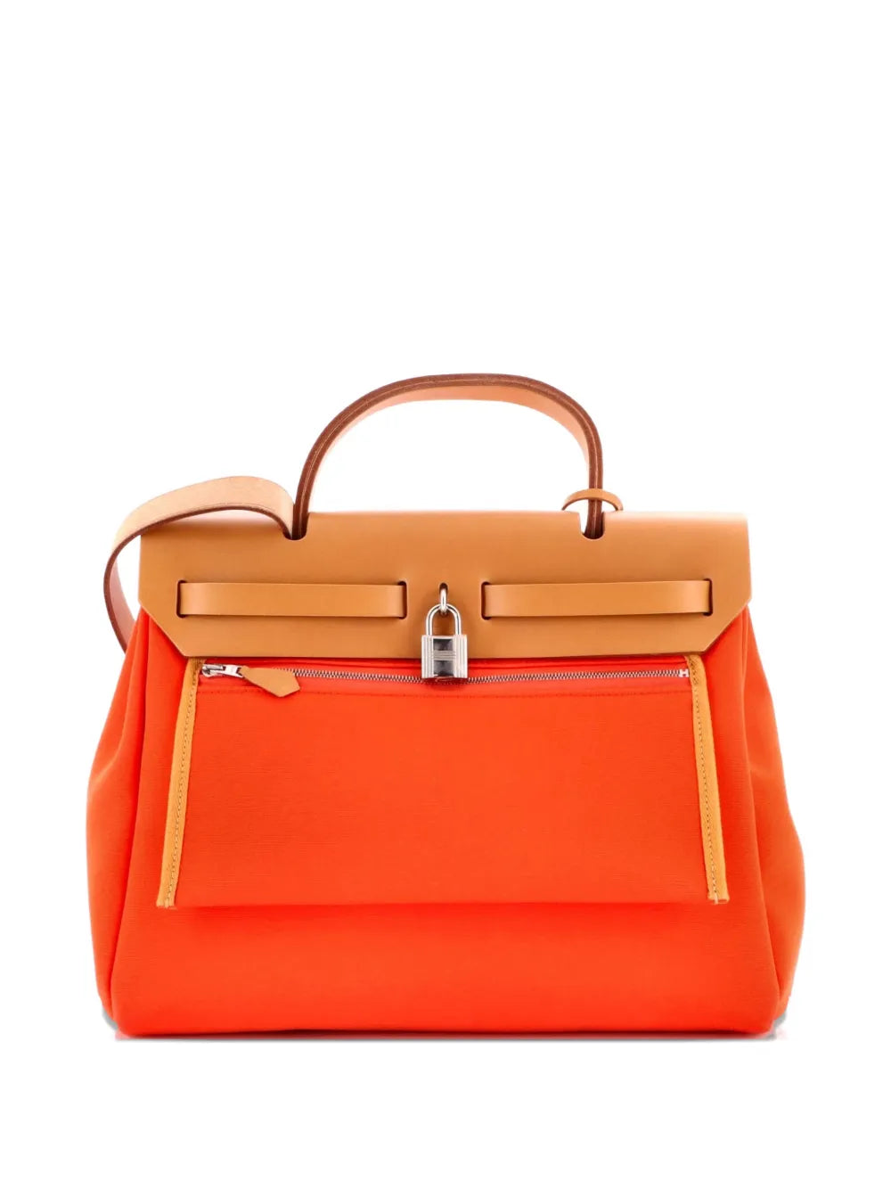 Hermes Pre Owned Herbag Zip Leather And Toile 31 Shoulder Bag