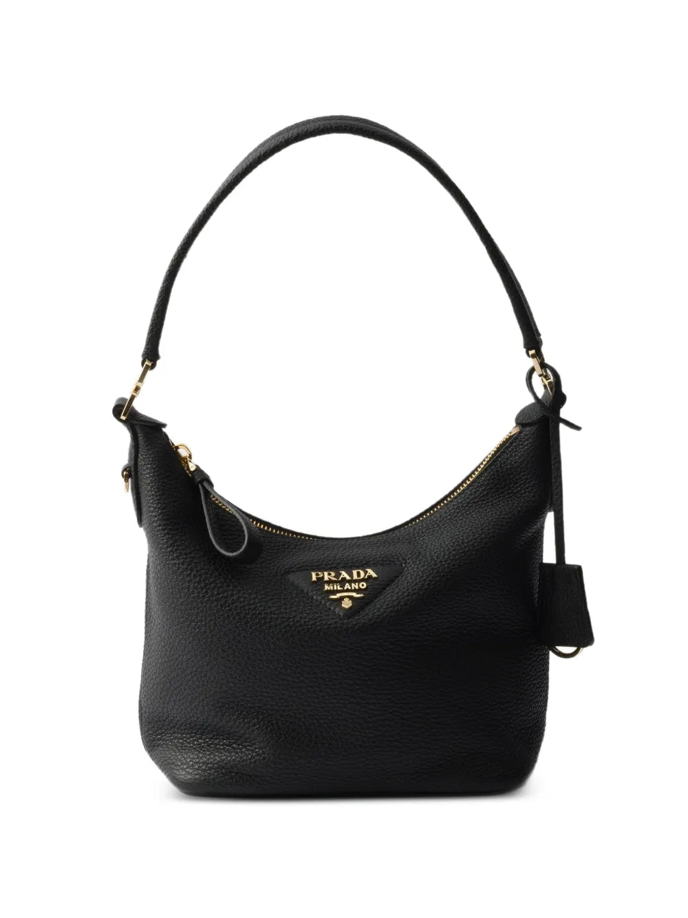 Prada Logo Plaque Leather Shoulder Bag
